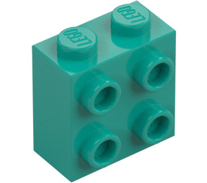 LEGO Donker turquoise Steen 1 x 2 x 1.6 met Noppen aan Eén Kant (1939 / 22885)