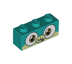 LEGO Dark Turquoise Brick 1 x 3 with Alien Puppycorn Face with Tongue (3622 / 39027)