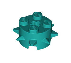 LEGO Turquoise foncé Brique 2 x 2 Rond avec Spikes (27266)