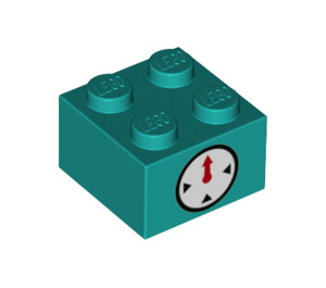 LEGO Dark Turquoise Brick 2 x 2 with Clock (3003 / 68936)