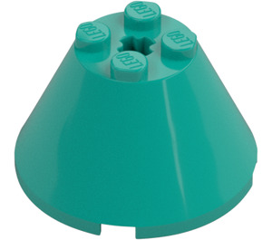 LEGO Donker turquoise Kegel 4 x 4 x 2 met asgat (3943)