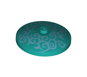 LEGO Dark Turquoise Dish 4 x 4 with Sand Blue Swirls Pattern (Solid Stud) (3960 / 36704)