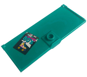 LEGO Dark Turquoise Door 1 x 3 x 6 with '80's', Triangles, Roller Skate Sticker (80683)