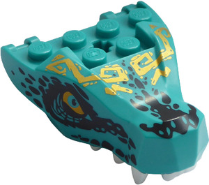 LEGO Turquoise Foncé Tête de Dragon Upper Mâchoire avec Gold Tribal Tattoos et Noir Scales (71545 / 72362)