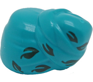 LEGO Donker turquoise Haar Wrapped Upwards met Donkergroen Bladeren (2590 / 101002)