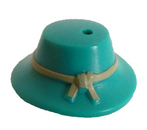 LEGO Dark Turquoise Hat with Wide Brim and Band with Tan Band (13788)