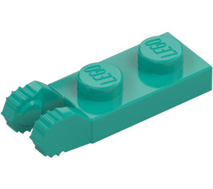 LEGO Donker turquoise Scharnier Plaat 1 x 2 met Vergrendelings Vingers met groef (44302)