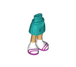 LEGO Donker turquoise Heup met Basic Gebogen Rok met Wit Socks en Magenta Sandals met dun scharnier (2241)