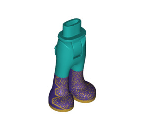 LEGO Dark Turquoise Hip with Pants with Dark Purple Boots and Gold Glitter (35573)