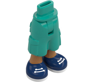 LEGO Dark Turquoise Hip with Shorts with Cargo Pockets with Dark Blue Shoes (2268)