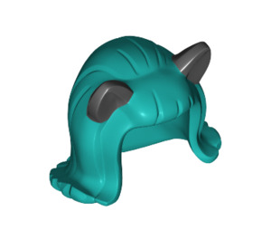 LEGO Dark Turquoise Mid-Length Hair with Black Ears (26385 / 38967)