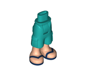 LEGO Dark Turquoise Minidoll Hip with Shorts with Cargo Pockets with Blue sandals (26490)