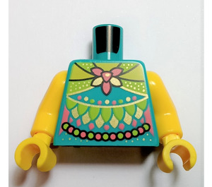 LEGO Dark Turquoise Minifig Torso with Flower and Petals (Folk Fairy) (973)