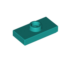 LEGO Dark Turquoise Plate 1 x 2 with 1 Stud (with Groove and Bottom Stud Holder) (15573)