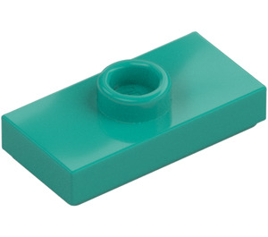 LEGO Dark Turquoise Plate 1 x 2 with 1 Stud (with Groove and Bottom Stud Holder) (15573 / 78823)