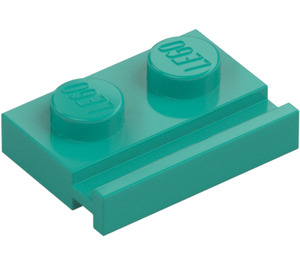 LEGO Donker turquoise Plaat 1 x 2 met Deur spoor (32028)