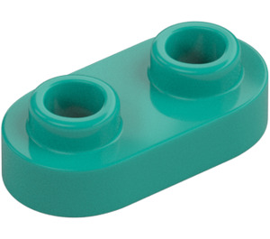 LEGO Dark Turquoise Plate 1 x 2 with Rounded Ends and Open Studs (35480)