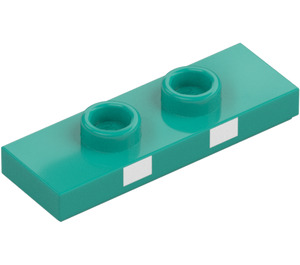 LEGO Dark Turquoise Plate 1 x 3 with 2 Studs with two white rectangles (34103 / 76901)