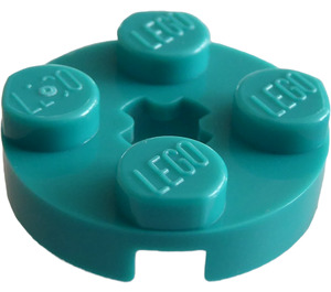 LEGO Turchese scuro Piastra 2 x 2 Rotondo con Foro dell'asse (con foro dell’asse a ‘+’) (4032)