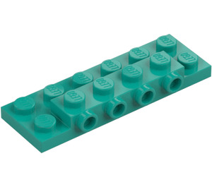 LEGO Mørk turkis Plate 2 x 6 x 0.7 med 4 Knotter på Side (72132 / 87609)