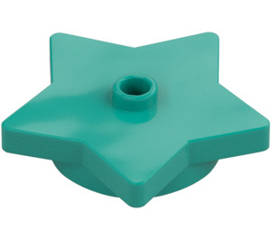 LEGO Dark Turquoise Plate 4 x 4 x 0.7 Round Star (39611)