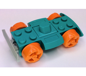 LEGO Dark Turquoise Racers Chassis with Orange Wheels
