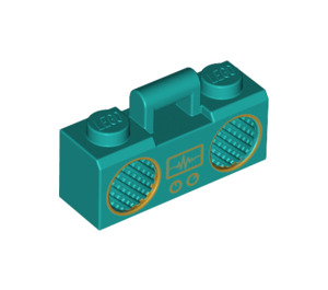 LEGO Mørk Turkis Radio med Gold Trim og Equalizer (68410)