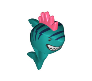 LEGO Turquoise foncé Requin Diriger avec Fin avec Coral Pointu Cheveux (75356)