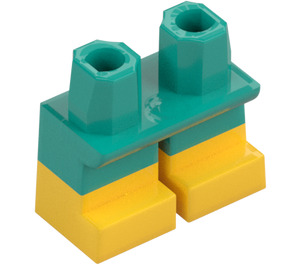 LEGO Donker turquoise Korte benen met Geel Shoes (37679 / 41879)