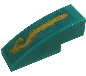 LEGO Dark Turquoise Slope 1 x 3 Curved with Tribal Symbol Tattoo (Left) Sticker (50950)