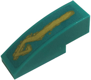 LEGO Dark Turquoise Slope 1 x 3 Curved with Tribal Symbol Tattoo (Right) Sticker (50950)