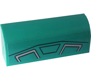 LEGO Dark Turquoise Slope 1 x 4 Curved with Panel Outlines, Trapezoid Outline Sticker (6191)