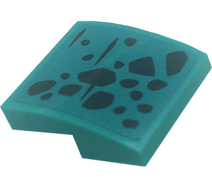 LEGO Turquoise foncé Pente 2 x 2 Incurvé avec Noir Scales La gauche Côté Autocollant (15068)