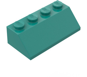 LEGO Turchese scuro Pendenza 2 x 4 (45°) con superficie ruvida (3037)