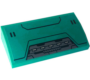 LEGO Dark Turquoise Slope 2 x 4 Curved with Technical Panel, Outlines Sticker with Bottom Tubes (88930)