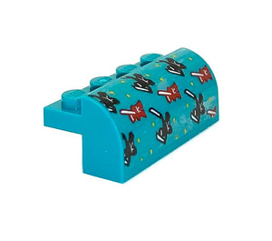 LEGO Dark Turquoise Slope 2 x 4 x 1.3 Curved with Bedclothes with Ninjas Sticker (6081)