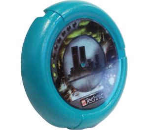 LEGO Dark Turquoise Technic Bionicle Weapon Throwing Disc with City, 2 Pips (32171)