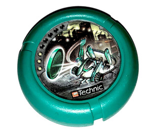 LEGO Donker turquoise Technic Bionicle Wapen Throwing Schijf met Turbo / City, 3 pips, Turbo throwing disk (32171)