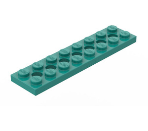 LEGO Dunkles Türkis Technic Platte 2 x 8 mit Löcher (3738)