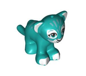 LEGO Dark Turquoise Tiger Cub with Gray Stripes and Green Eyes (67778 / 67779)