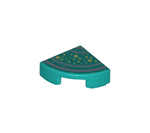 LEGO Turquoise foncé Tuile 1 x 1 Trimestre Cercle avec Jaune Spots et Pink Lines (25269 / 67218)