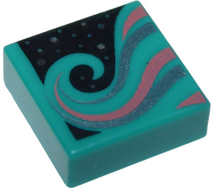 LEGO Dark Turquoise Tile 1 x 1 with Wave with Groove (3070 / 48277)