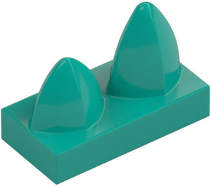 LEGO Dark Turquoise Tile 1 x 2 with 2 Vertical Teeth (15209)