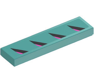 LEGO Dark Turquoise Tile 1 x 4 with Black and Pink Flashes (Right) Sticker (2431)