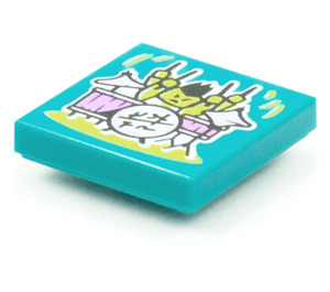 LEGO Turquoise foncé Tuile 2 x 2 avec BeatBit Album Cover - Quatre Bras Drummer Modèle avec rainure (3068)