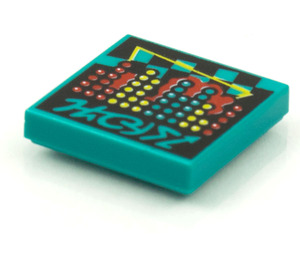 LEGO Dark Turquoise Tile 2 x 2 with Coloured Dots Pattern with Groove (3068)