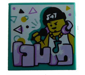 LEGO Turquoise foncé Tuile 2 x 2 avec DJ avec rainure (3068)
