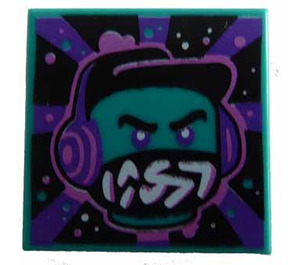 LEGO Dark Turquoise Tile 2 x 2 with Head with Groove (3068)
