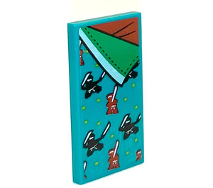 LEGO Dark Turquoise Tile 2 x 4 with Bedclothes with Ninjas Sticker (87079)