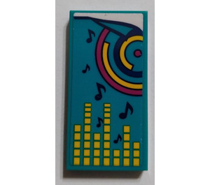 LEGO Dark Turquoise Tile 2 x 4 with Blanket with Musical Notes, Dots Sticker (87079)